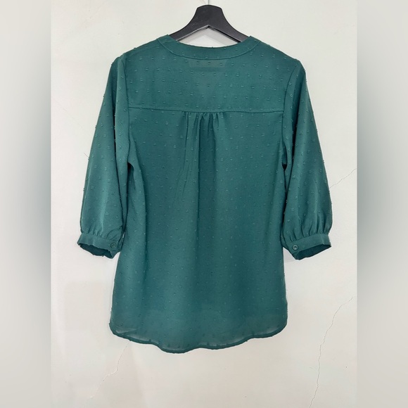 Women’s Bequemer Laden Summer V-Neck 3/4 Sleeve Blouse Swiss Dot Tunic Top - Picture 3 of 6